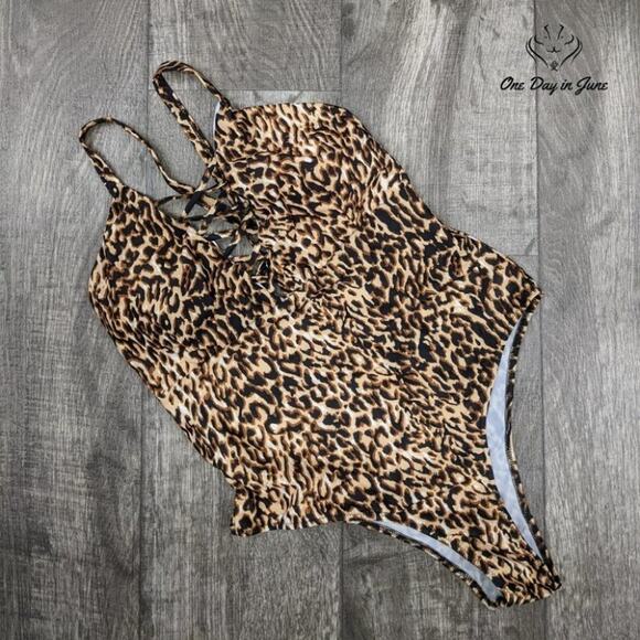 Ekouaer Plunge Neck One Piece Swimsuit Size L - Picture 3 of 4